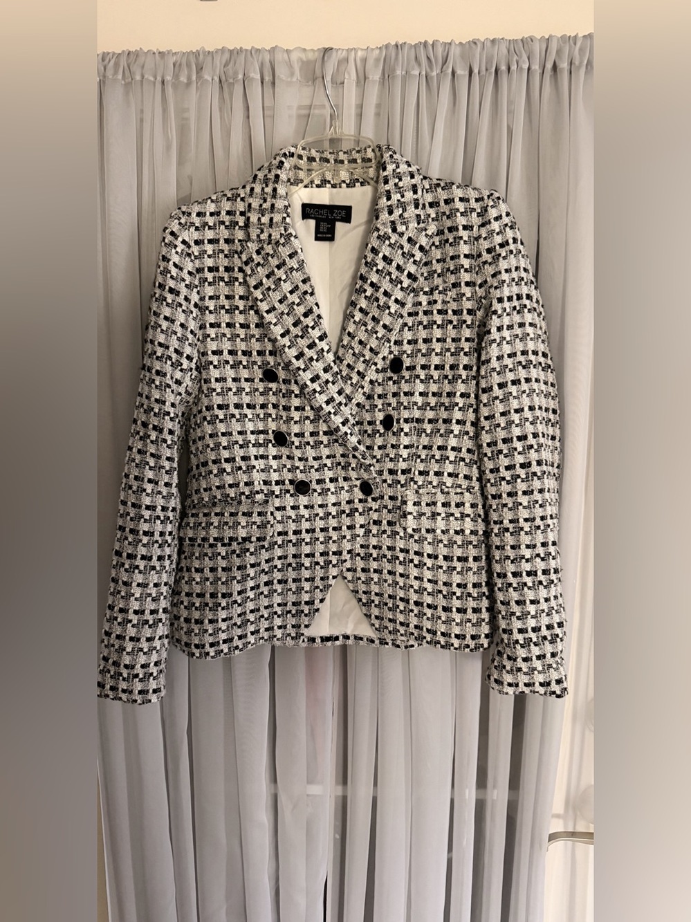 Rachel Zoe Women's Checkered Blazer in Black & White XS Old Money